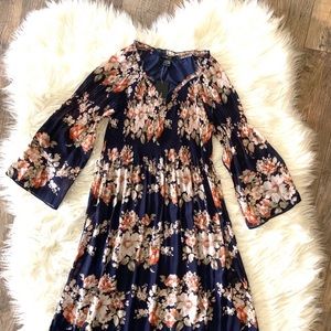 Robert Louis Pleated Bell Sleeves/Bust Dress